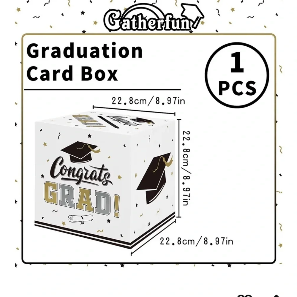 Graduation Party Card Box - Black, Gold, and White (includes 2 boxes) 057